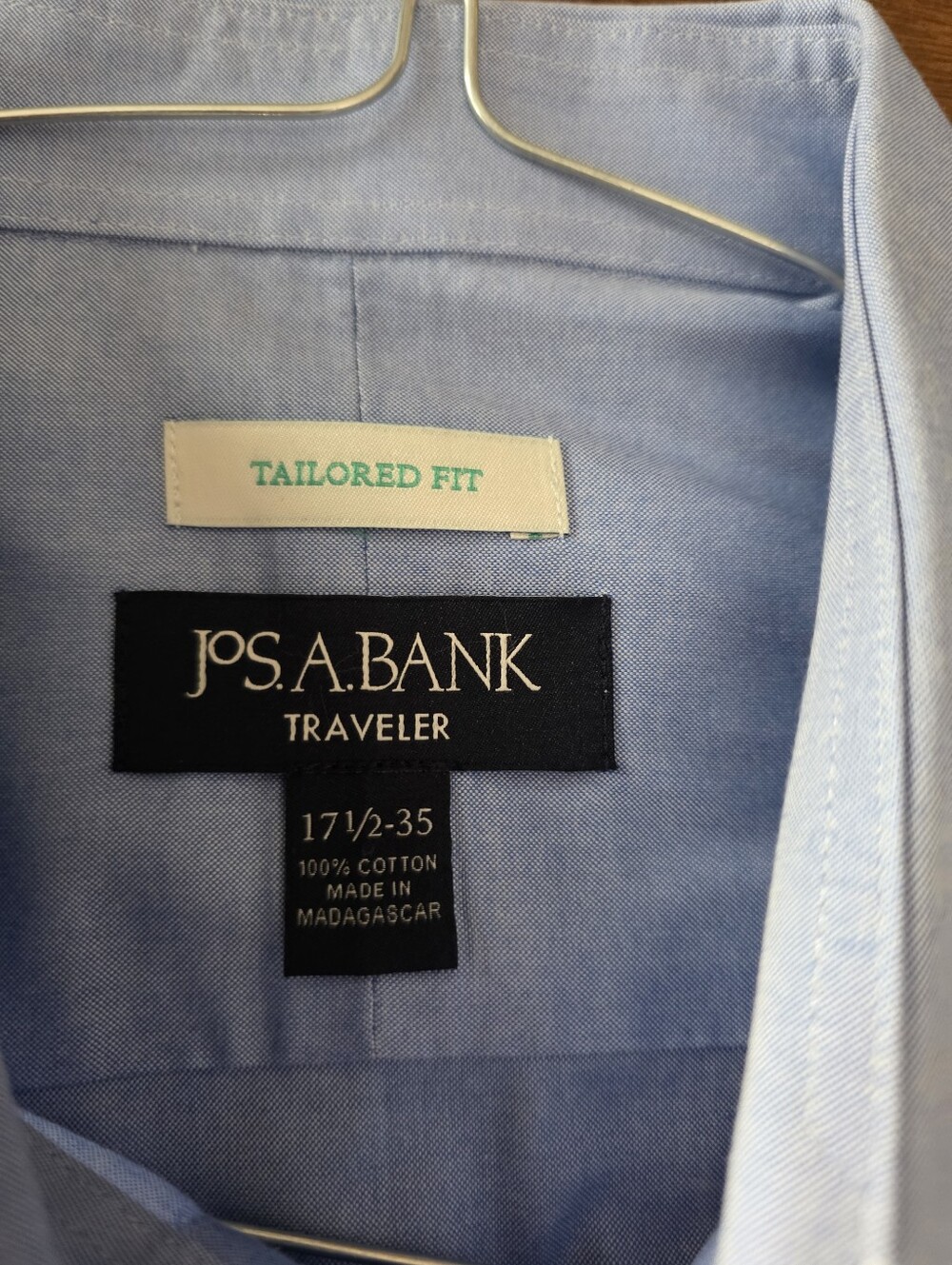 Jos. A. Bank Traveler Dress Shirt Light Blue Tailored Fit 17.5-35